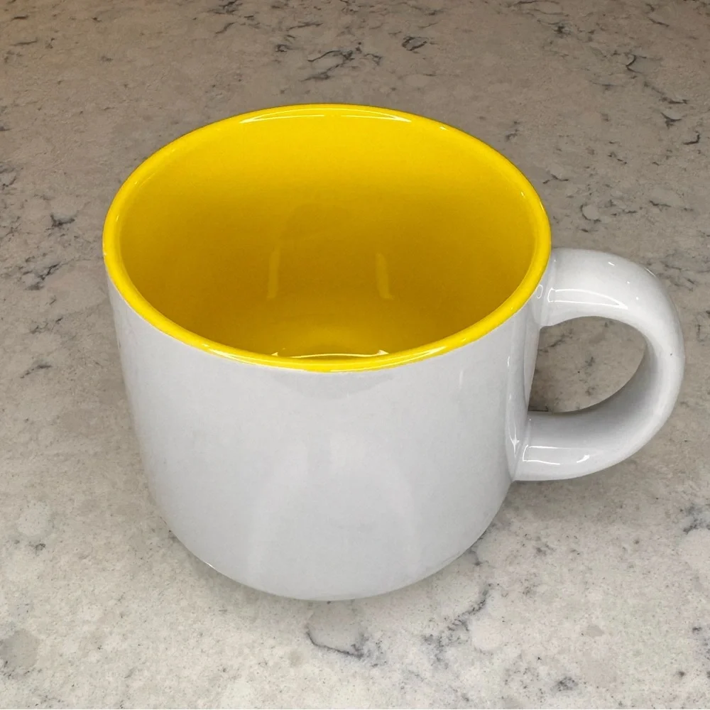 LARGE “Blobby Cat” Mug with Yellow Interior - Purr-Fection, approx 14-16oz